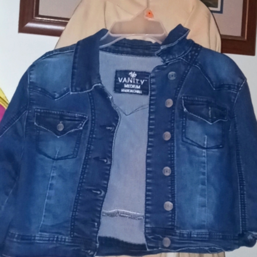 Solid navy blue jean jacket